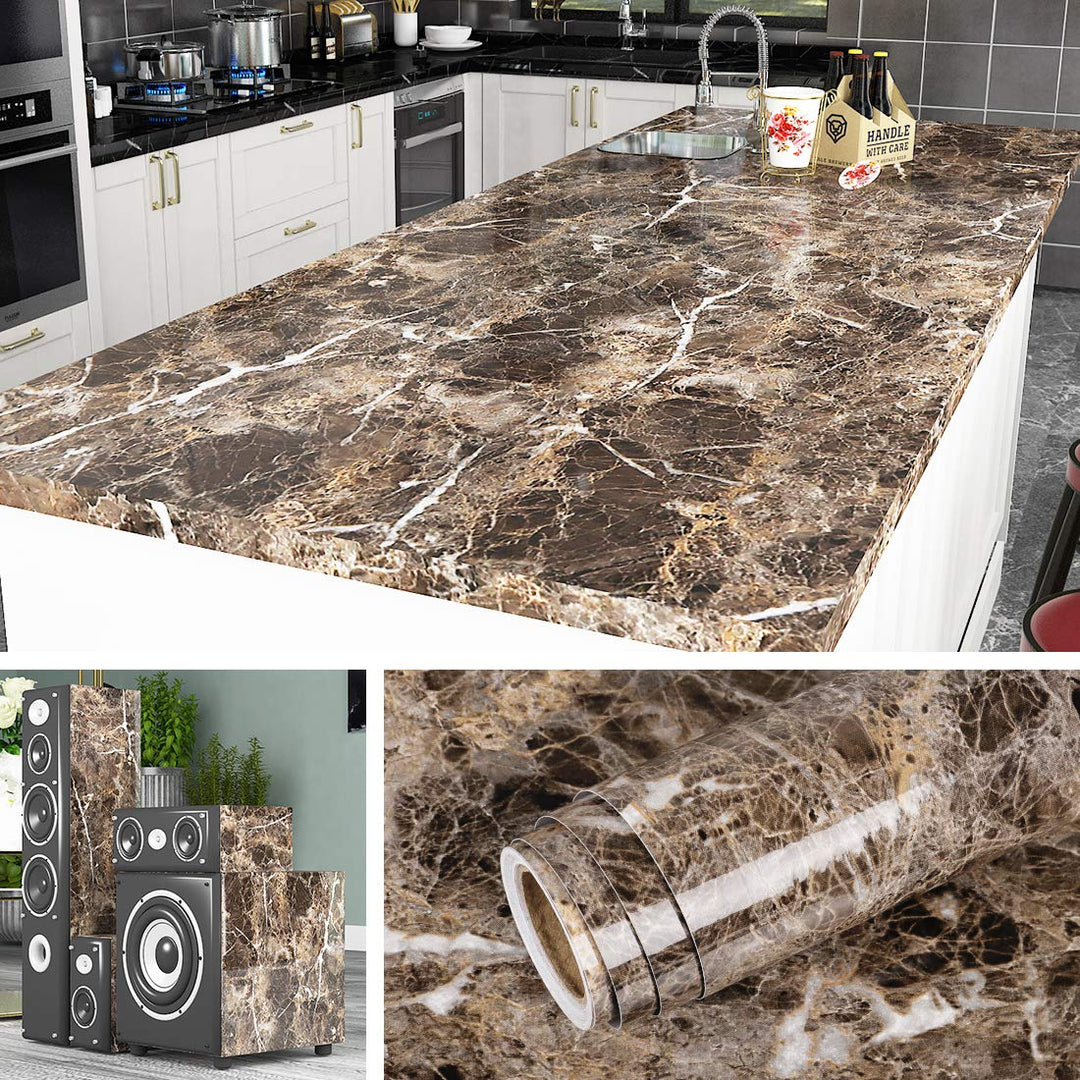 Livelynine 5M X 60 CM Breit Möbelfolie Marmor Klebefolie Küche Arbeitsplatte Folie Für Tisch Möbel S