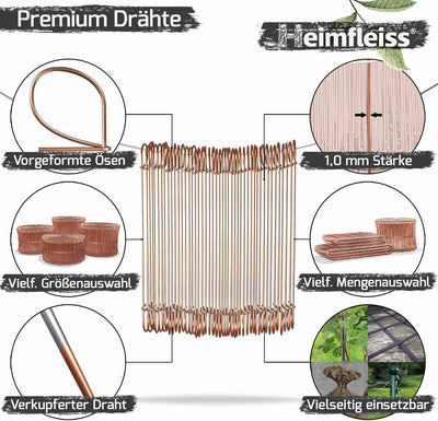 Heimfleiss® Drillapparat Driller + verkupfertem Rödeldraht 1,0 x 100-160 mm (250 Stk.) - hochwertige