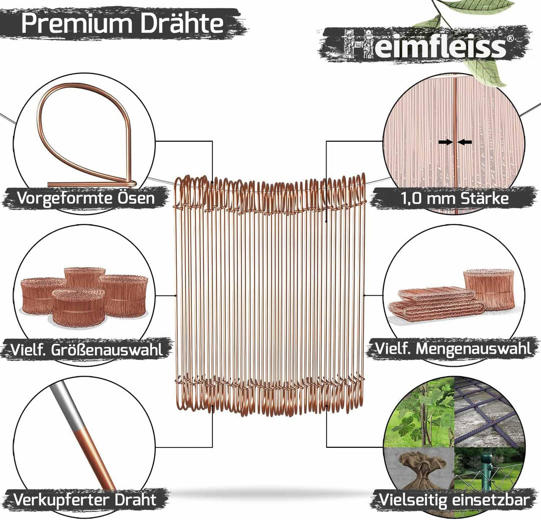 Heimfleiss® Drillapparat Driller + verkupfertem Rödeldraht 1,0 x 100-160 mm (1000 Stk) - hochwertige