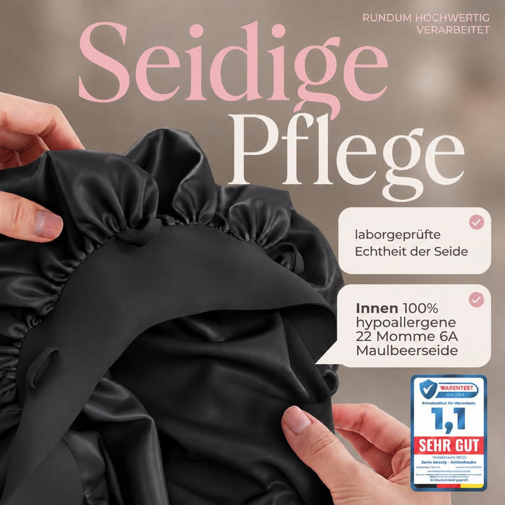 Seidenhaube zum Schlafen - 100% Maulbeerseide I Schlafhaube Seide - Idealer Schutz vor Frizz, Haarbr