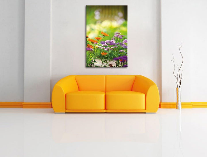 Pixxprint Blumenwiese, Format: 100x70 auf Leinwand, XXL riesige Bilder fertig gerahmt mit Keilrahmen