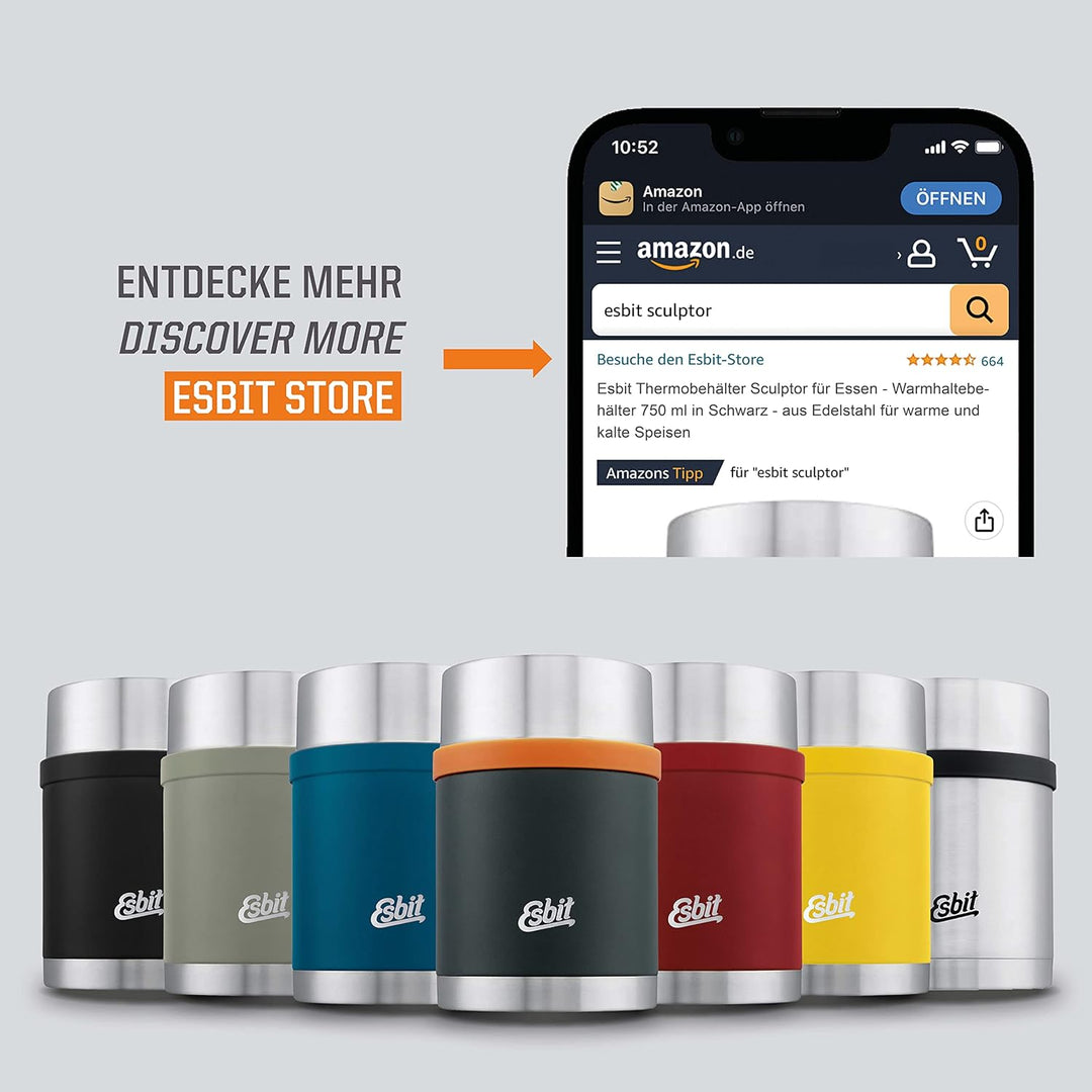 Esbit Thermobehälter Sculptor für Essen - Warmhaltebehälter 500 ml in Polar Blue - aus Edelstahl für