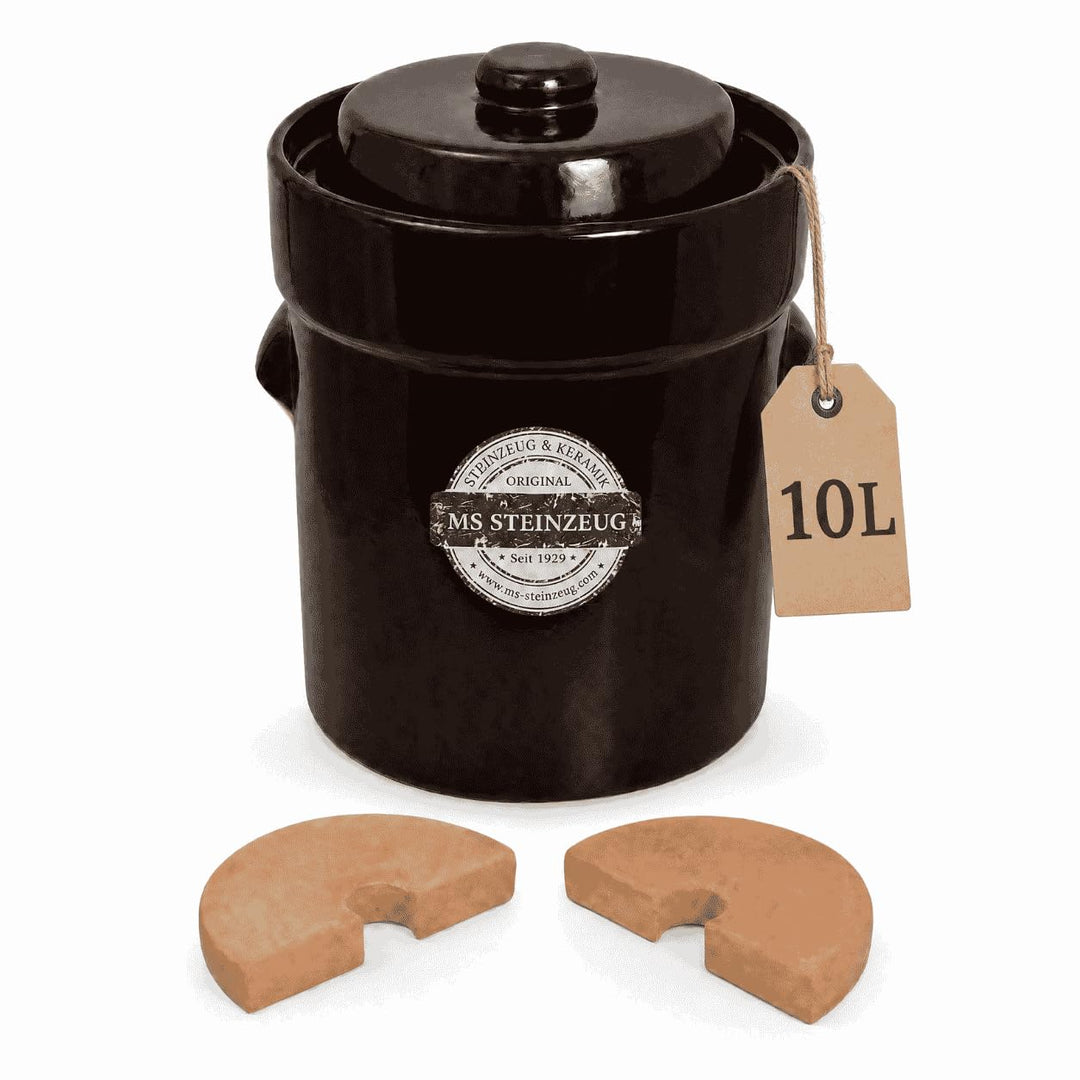 SCHMITT Gärtopf-Set braun 10 l mit Deckel und Steinen