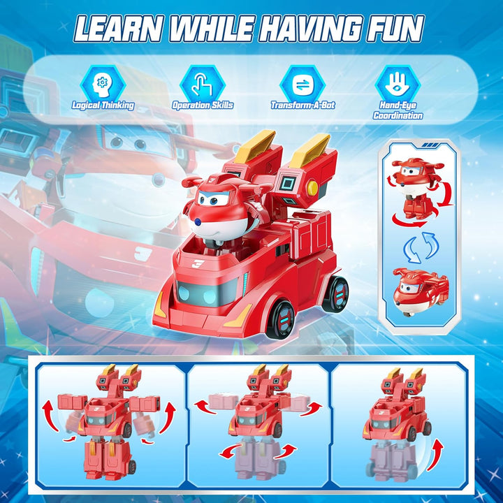 Super Wings Verwandlungsfähiges Spielzeug Roboter Jett, 17 cm gross, 2-in-1 Verwandlungsroboter und