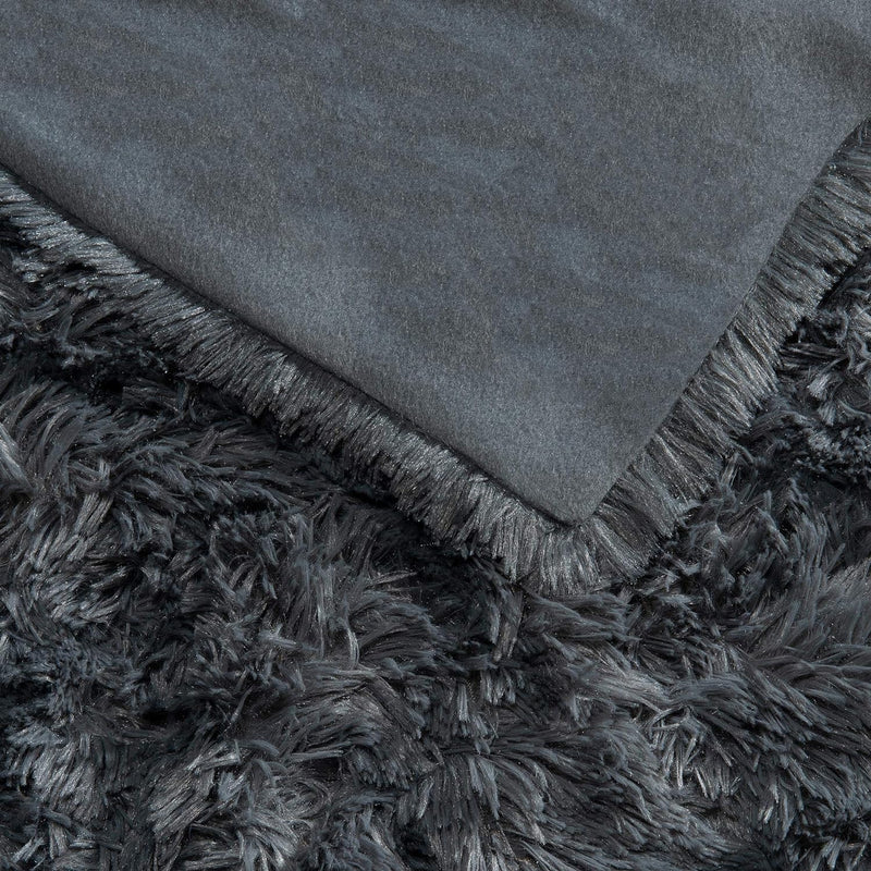 CelinaTex Shetland Bettwäsche 155 x 200 cm 4-teilig grau Polar-Fleece Bettbezug Flokati Optik Bett G