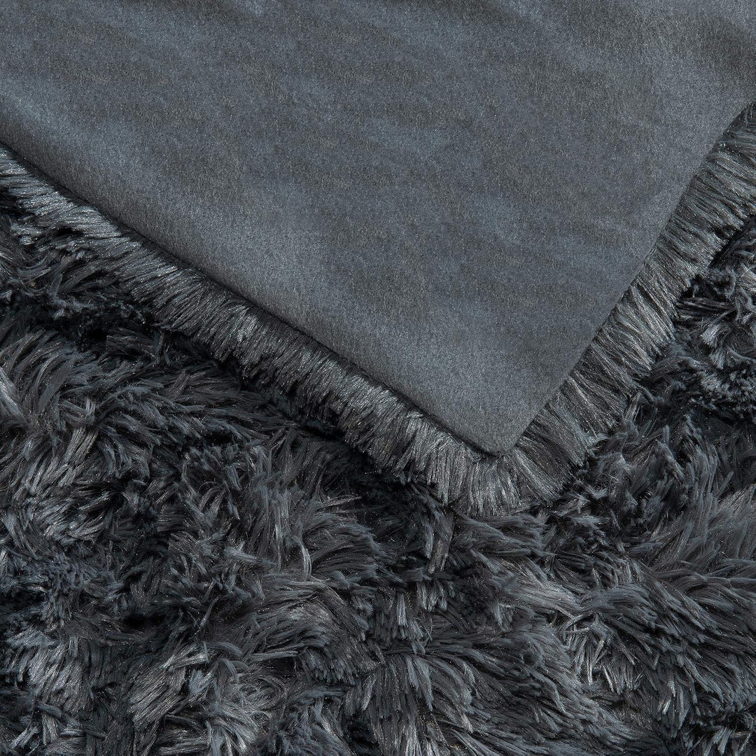 CelinaTex Shetland Bettwäsche 220 x 240 cm 3-teilig grau Polar-Fleece Bettbezug Flokati Optik Bett G