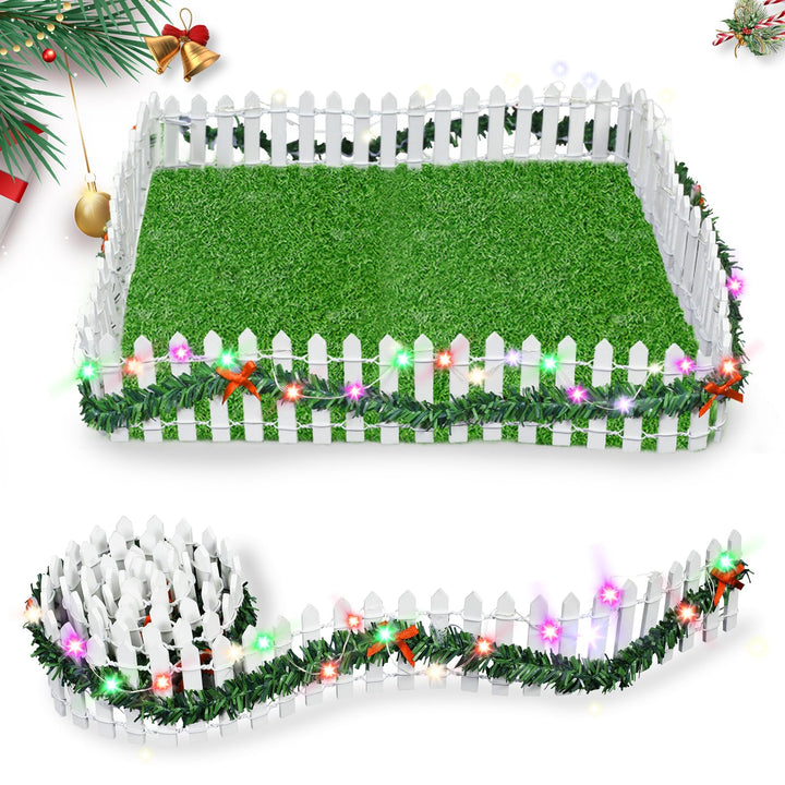 2 Stück Weihnachten Miniatur Zaun Holzzaun Mini Gartenzaun Dekorativer Gartenzaun,Weiss Mini Dekorat