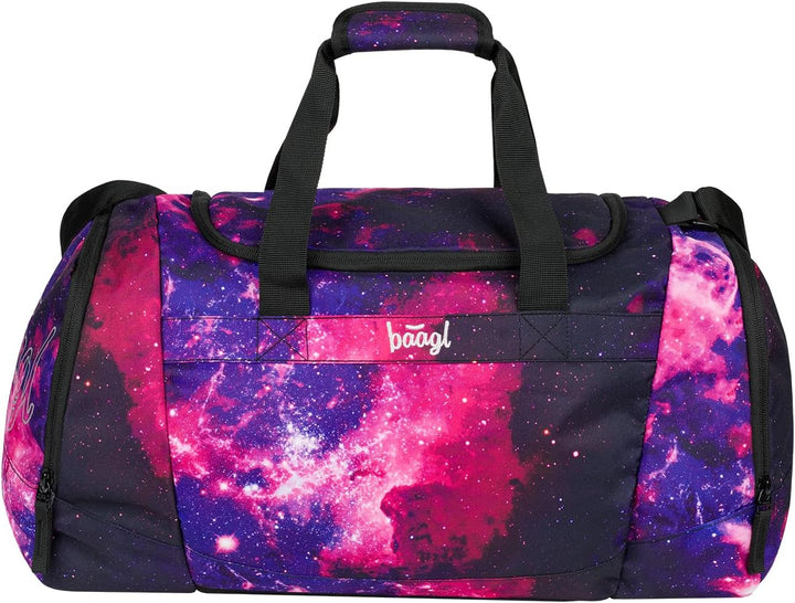 Baagl Sporttasche Kinder Mädchen Reisetasche mit Schuhfach 25 l - Galaxy | SKATE Schulrucksack Set m