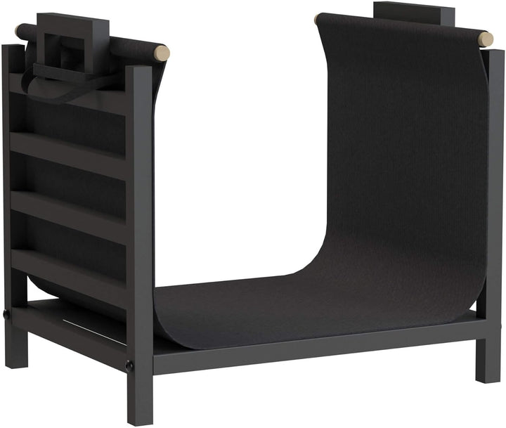 DanDiBo Kaminholzregal Innen Metall Schwarz Stehend mit Tragetasche 45 cm Kaminholzständer 96466 Kam