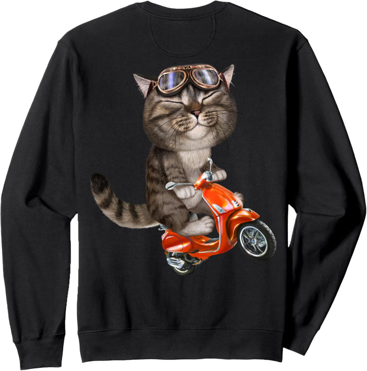 Tabby Katze fahren ein Minibike Sweatshirt