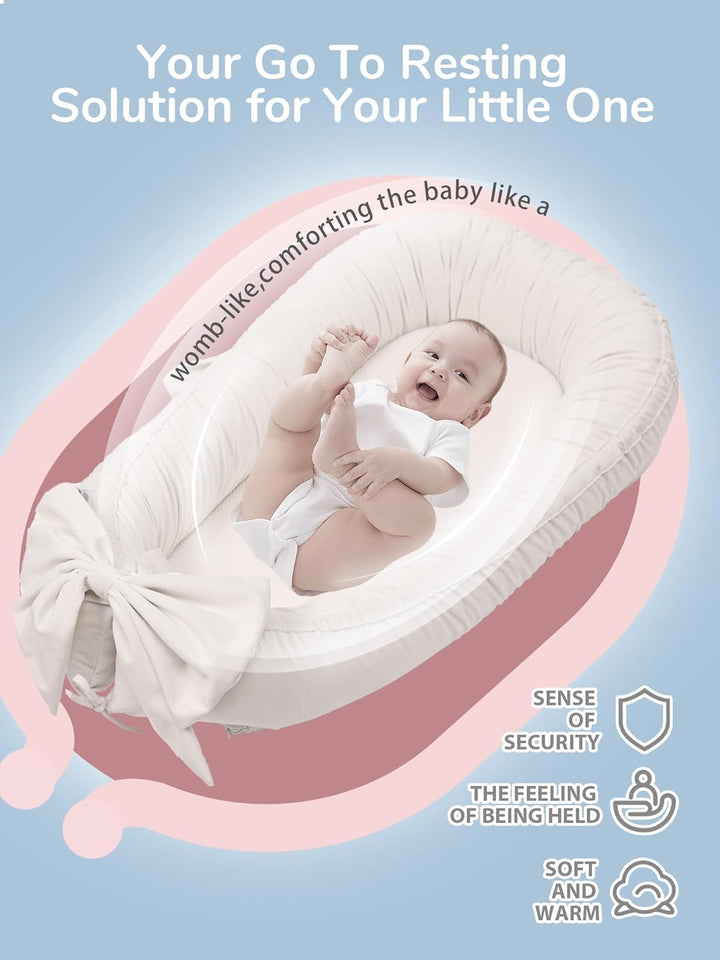 EAQ Babynest Nestchen Baby Weiches Atmungsaktives Babybett für Neugeborene Geschenk Baby Erstausstat