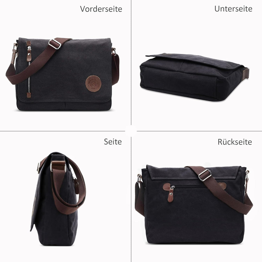 DORRISO Mode Umhängetasche Herren Schultertasche Canvas Schultertaschen für 14 Zoll Laptop Kuriertas