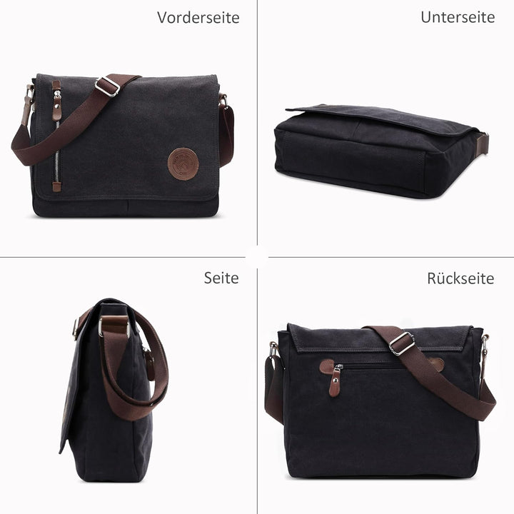 DORRISO Mode Umhängetasche Herren Schultertasche Canvas Schultertaschen für 14 Zoll Laptop Kuriertas