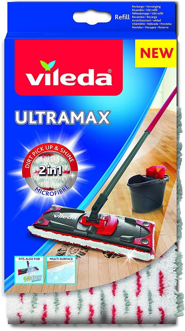 SILUK Vileda Ersatzbezüge UltraMax Microfibre Microtuch I 2X Wischbezüge Vileda Microfaser + Baumwol