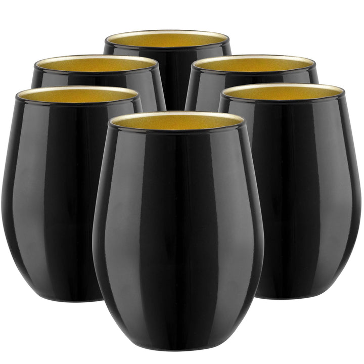 TREND FOR HOME Schwarze Trinkgläser Set 580 ml Weingläser Schwarze Gläser Set von 6 Trinkgläser Gros