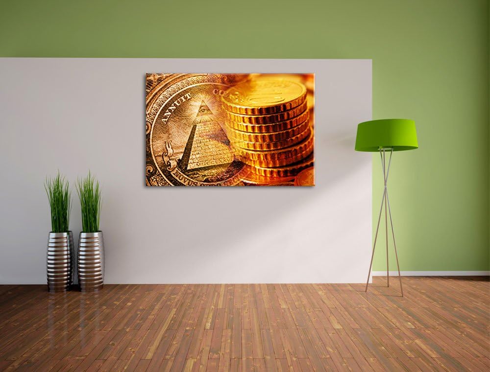 Illiminati Gold Format: 100x70 auf Leinwand, XXL riesige Bilder fertig gerahmt mit Keilrahmen, Kunst