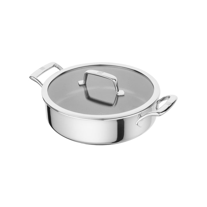 ZWILLING Peak Servierpfanne 26 cm, 2 Griffe, Edelstahl, Antihaft-Wabenbeschichtung, Besonders kratzf