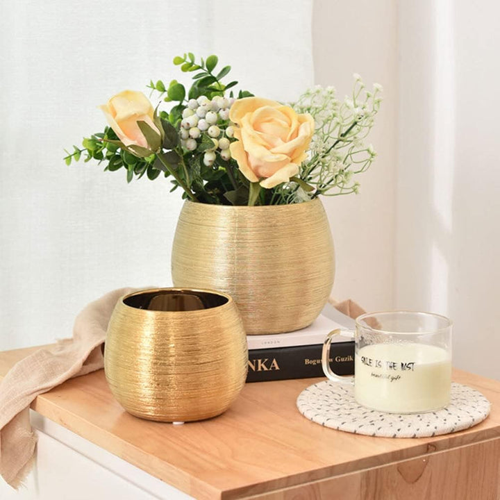 BESTonZON Keramik Tabletop Pflanzer Topf Sukkulenten Pflanzer Topf Kupfer Kaktus Blumentopf Fenster