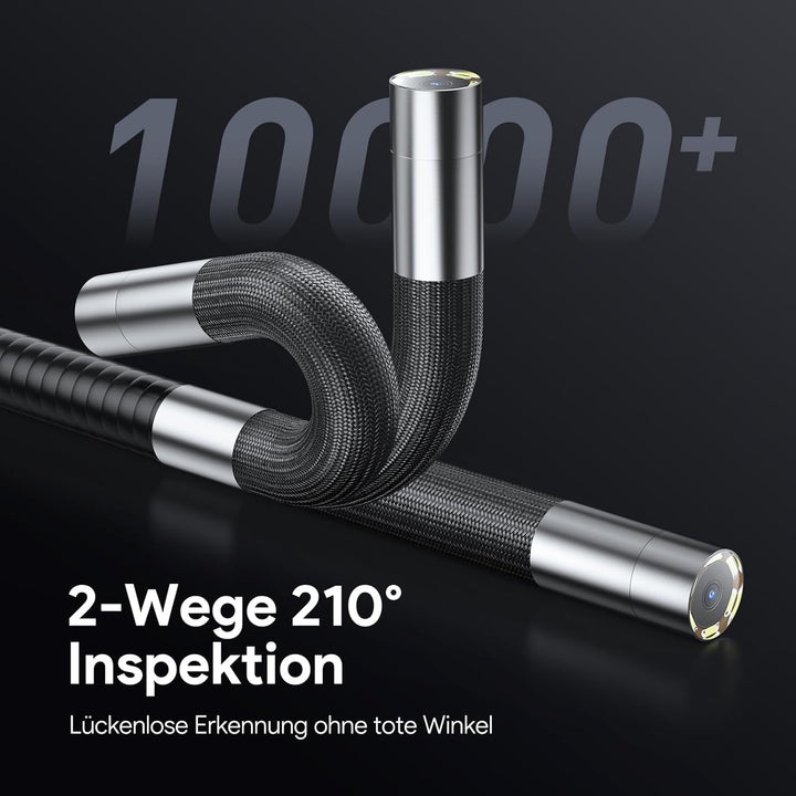 DEPSTECH 6.2mm Drehbar Endoskopkamera mit Licht, 1080P Endoskopkamera Beweglicher Kopf 210°, 4,5" IP