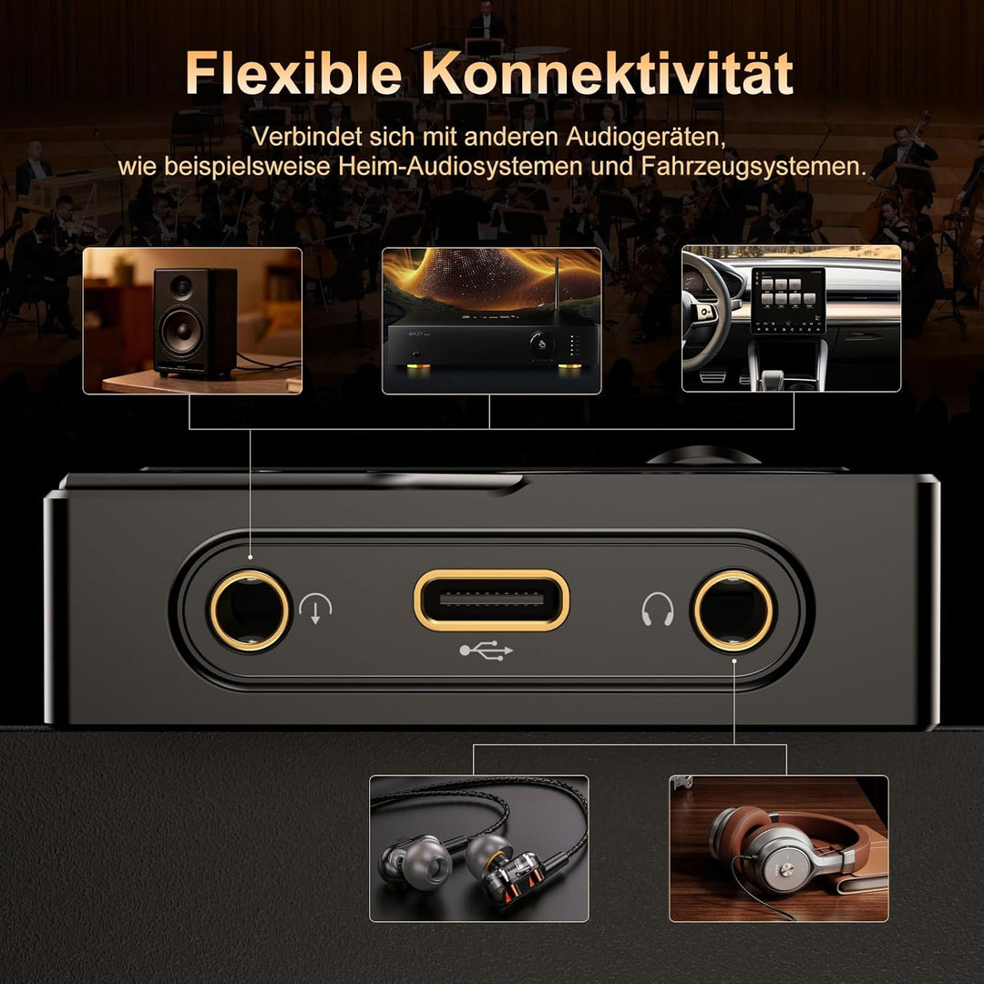 64GB Portable HiFi MP3 Player, DSD/FLAC, 192kHz/24Bit, DAC, Black | Verlustfreier Digital Audio Play