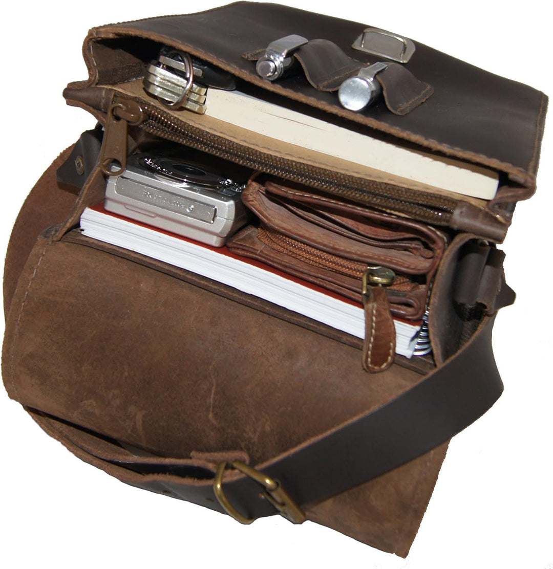 Freiherr von Maltzahn Schultertasche SCOTT Leder braun, Made in Germany
