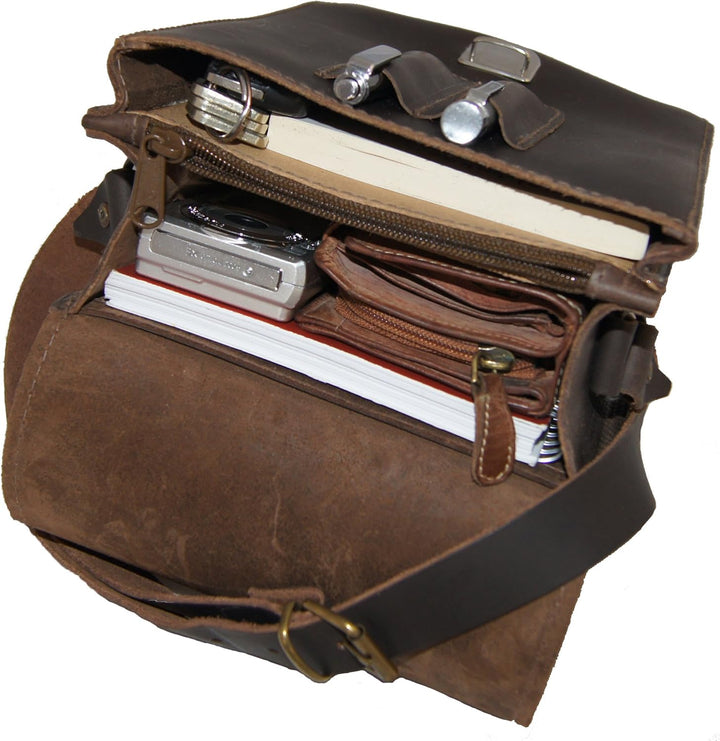 Freiherr von Maltzahn Schultertasche SCOTT Leder braun, Made in Germany