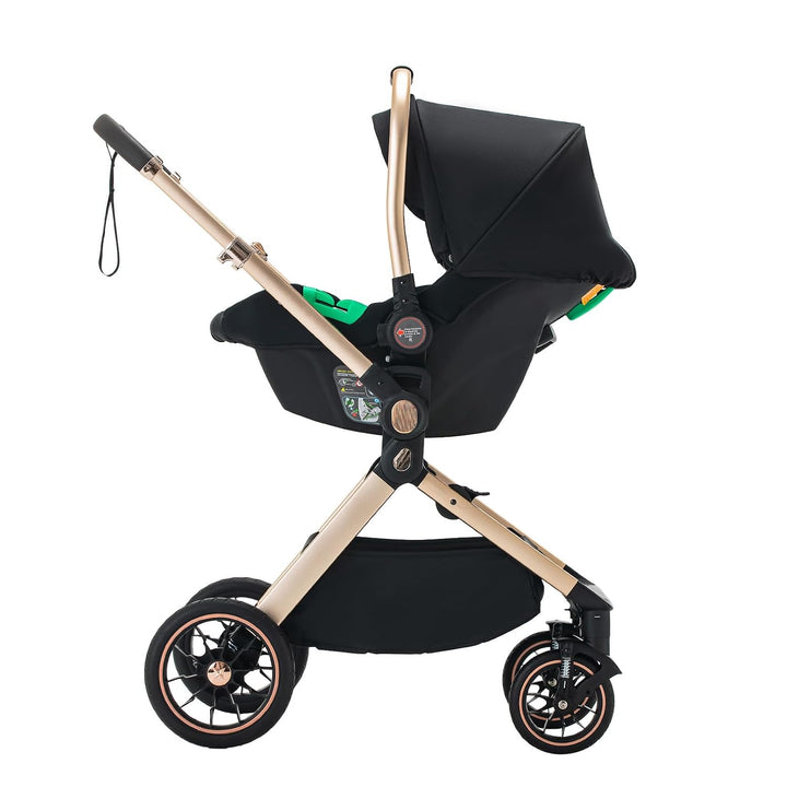 Kinderwagen 3 in 1 Komplettset Baby Kombikinderwagen bis 22kg, Zusammenklappbar, Grosse Gummireifen,