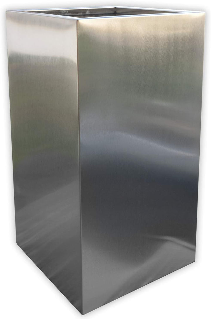 Köhko® Designer-Pflanzkübel aus Edelstahl Viva 45x45x80 cm | matt gebürsteter Blumengefäss eckig &amp; g