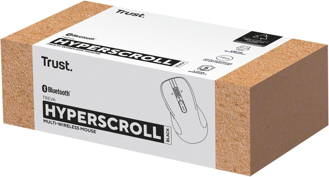 Trust Treva Kabellose Maus Ultraschnelles Scrollrad und Horizontales Scrollen, Bluetooth + 2.4GHz, L