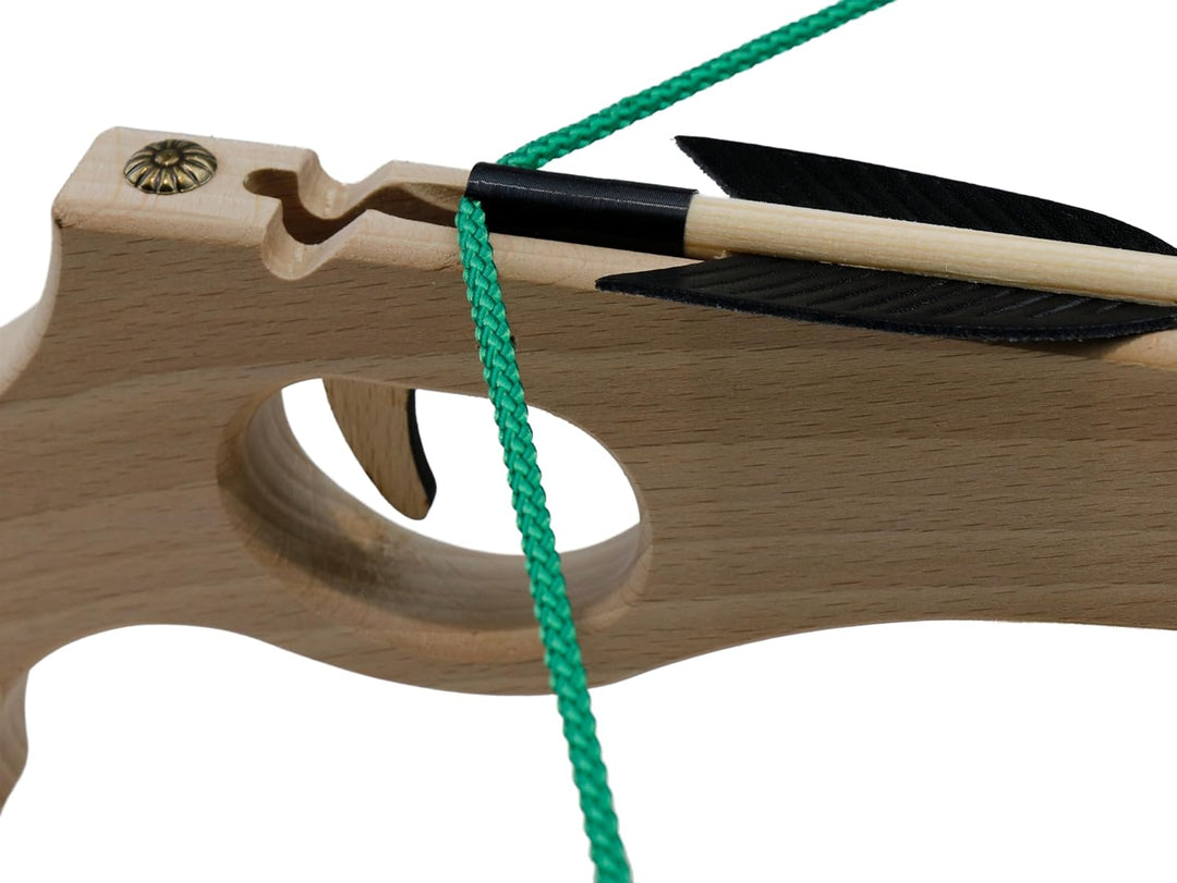 BestSaller 12129 Holz Armbrust klein mit Stahlbogen ca. 25 cm, inklusive 3 Bolzen 1213 ca. 18 cm, Na