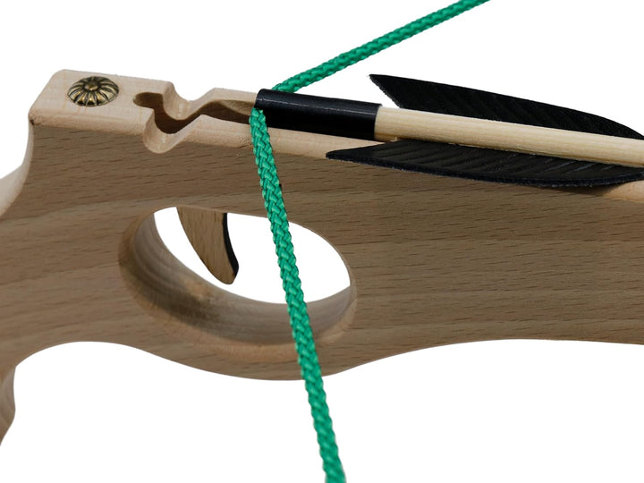 BestSaller 12129 Holz Armbrust klein mit Stahlbogen ca. 25 cm, inklusive 3 Bolzen 1213 ca. 18 cm, Na