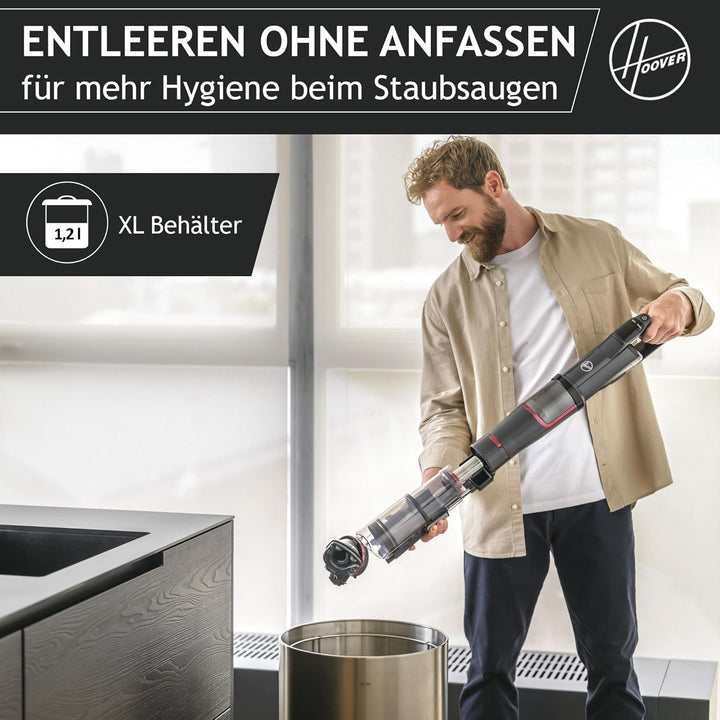 HOOVER HFX Akku Staubsauger mit LED-Licht, bis 120 m² saugen I Staubsauger kabellos mit CORNER GENIE