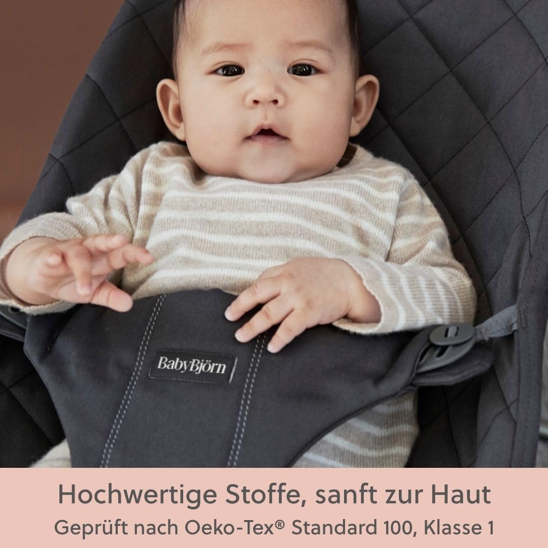 BabyBjörn Babywippe Bliss, Gewebt, Klassische Steppung ,Anthrazitgrau