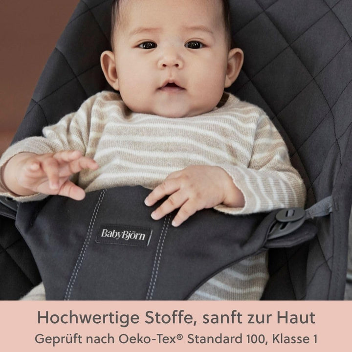 BabyBjörn Babywippe Bliss, Gewebt, Klassische Steppung ,Anthrazitgrau