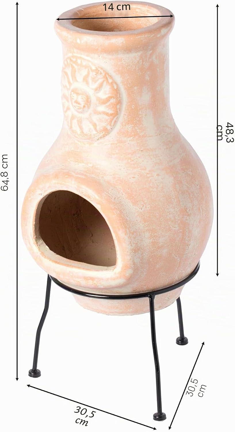 Outdoor Clay Chimenea Sun Design Holzkohle Feuerstelle mit Metallständer
