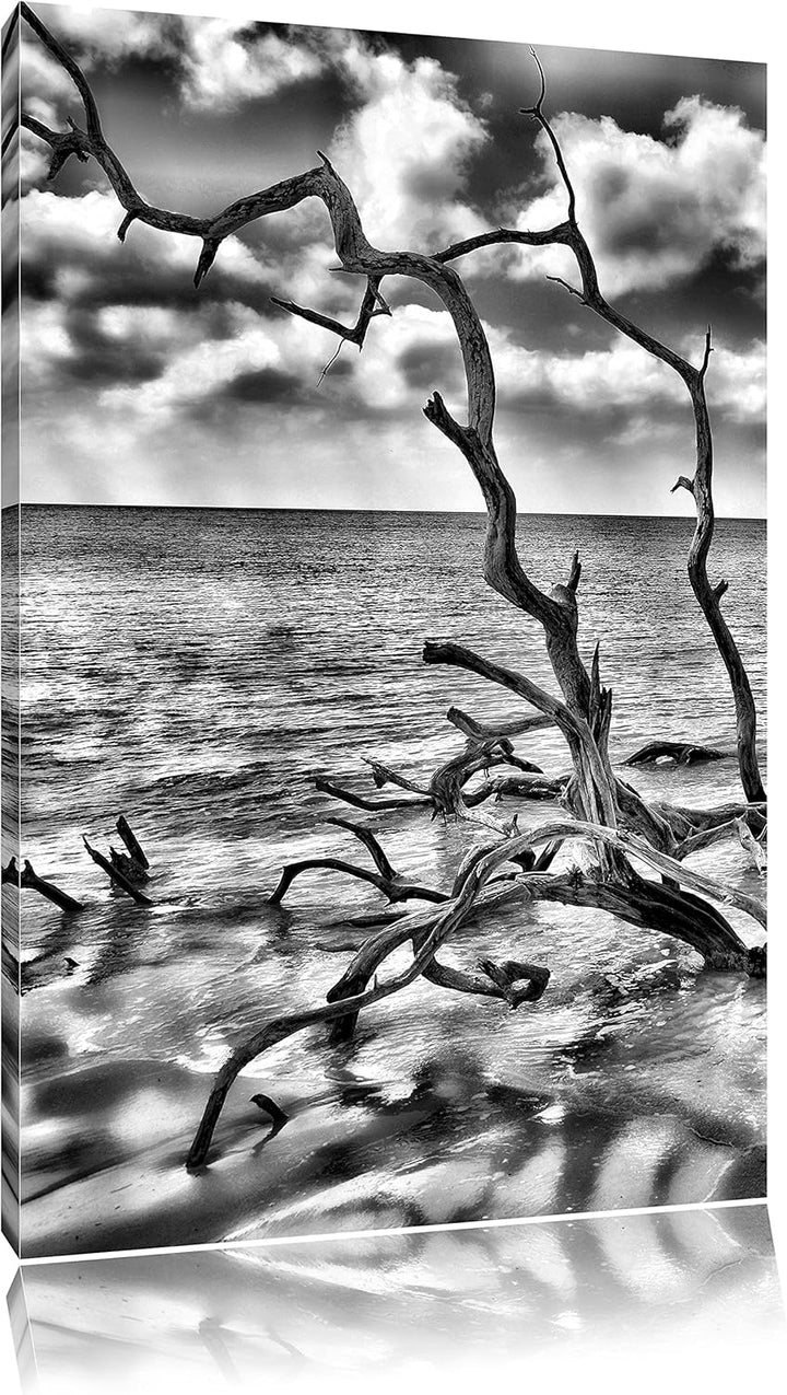 Pixxprint Monocrome, Strand Meer Havanna Kuba, Format: 100x70 auf Leinwand, 100x70