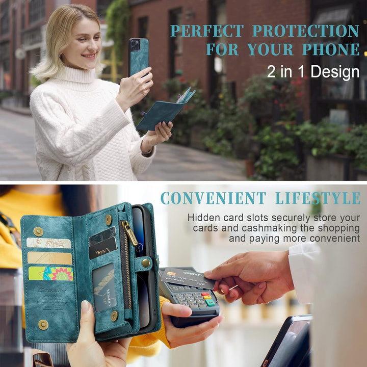 UFinetech iPhone 14 Pro Hülle, Flip Leder TPU Stossfeste Kartenfach Tasche Handyhülle iPhone 14 Pro(