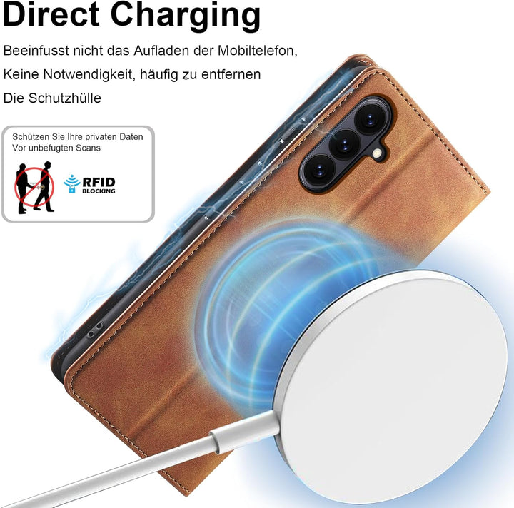 2026 Neu Handyhülle für Samsung Galaxy A37 Hülle Leder mit Schutzfolie [3 Kartenfächer] Klapphülle f