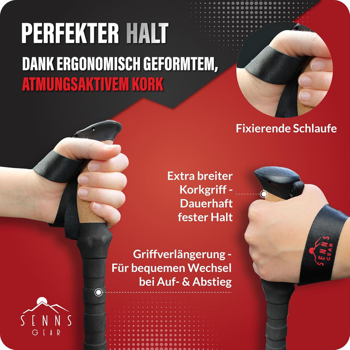 Wanderstöcke faltbar Aluminium inkl. Tasche | Extra stabile Nordic Walking Stöcke Damen & Herren mit