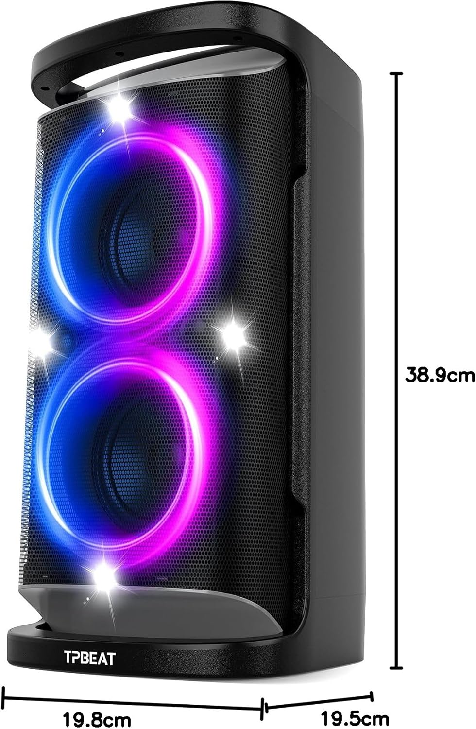 TPBEAT Bluetooth Lautsprecher Gross, Partybox, 160W Powerful, Lauter Sound, Tiefer Bass, Musikbox Bl