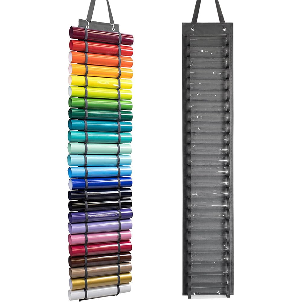 Vinyl Rollen Organizer mit 24 Fächern - Vinyl Aufbewahrungshalter und Rollen Halter für Papier, Gesc