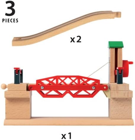 BRIO World 33757 Hebebrücke - Eisenbahnzubehör Holzeisenbahn - Kleinkinderspielzeug empfohlen für Ki