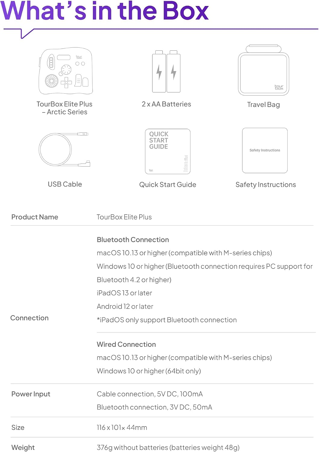 TOUR BOX Elite Plus, iPad-Zeichnen, Bluetooth-Controller für Video- und Foto- Bearbeitung, Mac/Windo