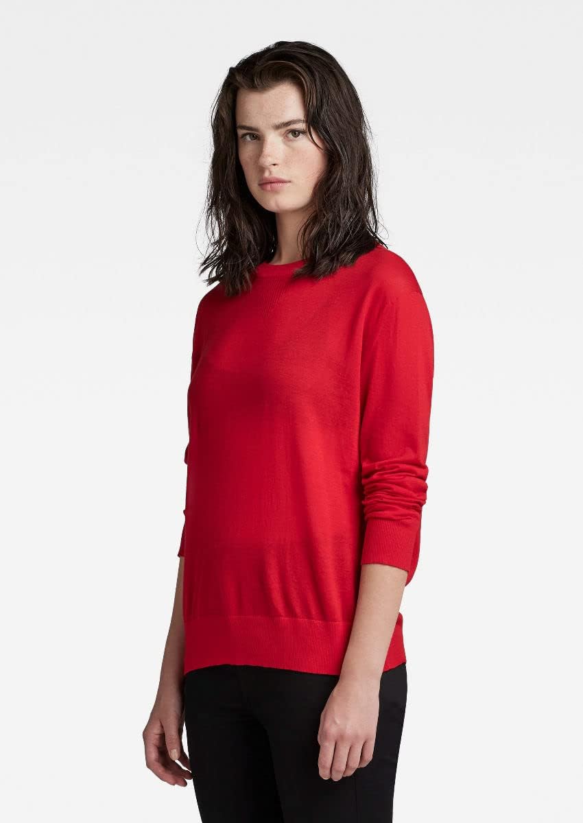 G-STAR RAW Damen Core Round Neck Strickpullover Knits S Rot (Acid Red D21960-d166-a911), S Rot (Acid