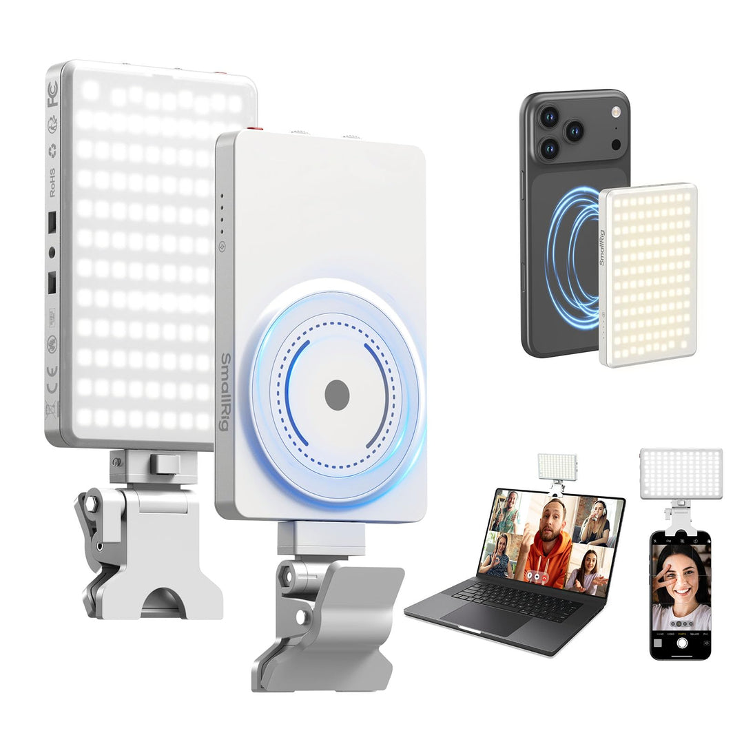 SMALLRIG M3 Magnetisches Selfie-Telefon-LED-Videolicht mit Clip, 120 LEDs 2000mAh Wiederaufladbar, 2