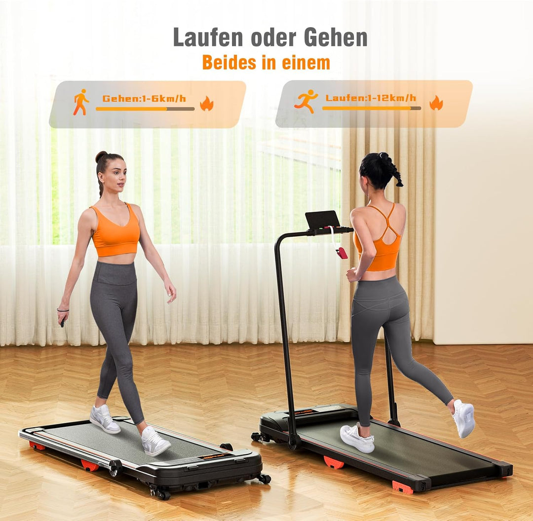 Walking Pad, Laufband für Zuhause mit Neigung, 2.5 PS Leiser Motor, Schlanker Laufband Schreibtisch,