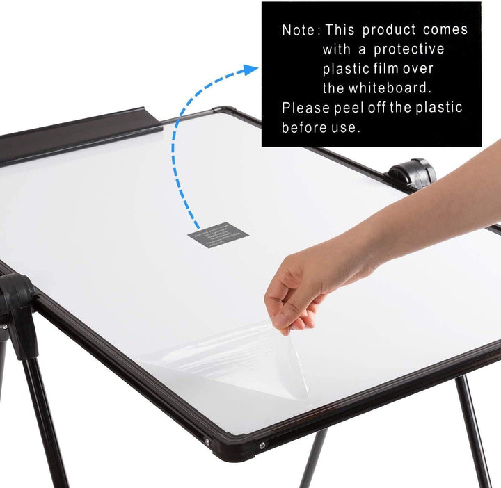 DOEWORKS Kinder Staffelei Magnetische Whiteboard U-Ständer, Doppelseitiges Whiteboard & Kreidetafel