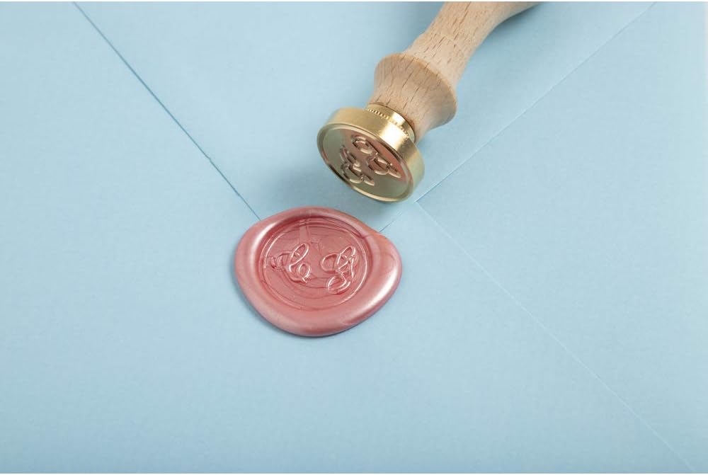 J.Herbin 46300T - Wachssiegelset mit Holzgriff + Siegelplatte um Doppelinitialen zu erstellen, ideal