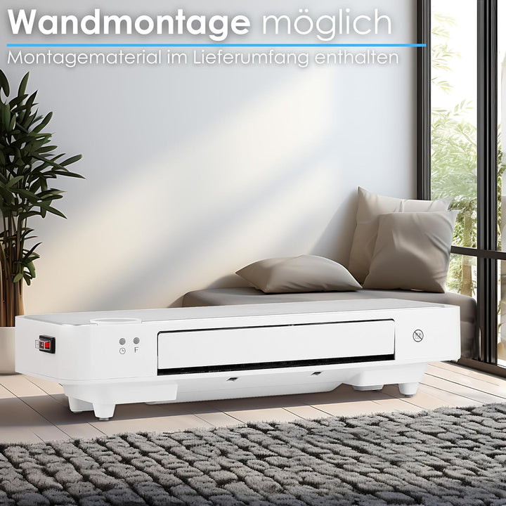 Echos Wand Heizlüfter | 12h Timer | 2000 Watt | Energiesparend | Fernbedienung | Keramisches Heizele