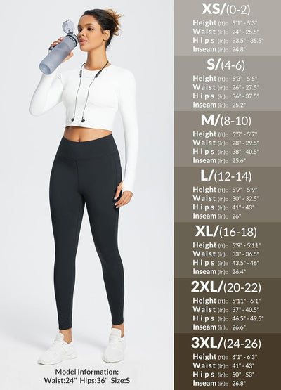 BALEAF Damen Thermo Leggings Winter Strumpfhosen gefüttert Thermounterwäsche Warm Laufhose Yogahose